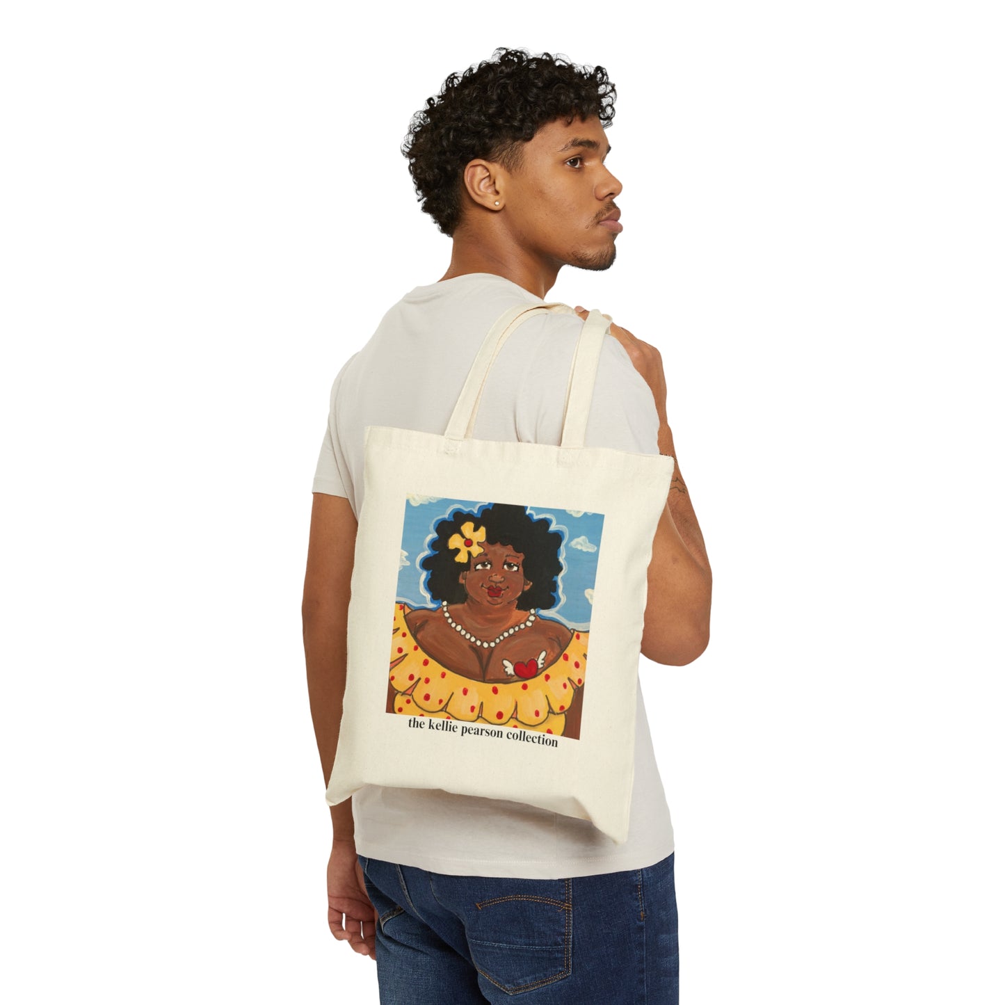 friend. the lady with the flower cotton canvas tote