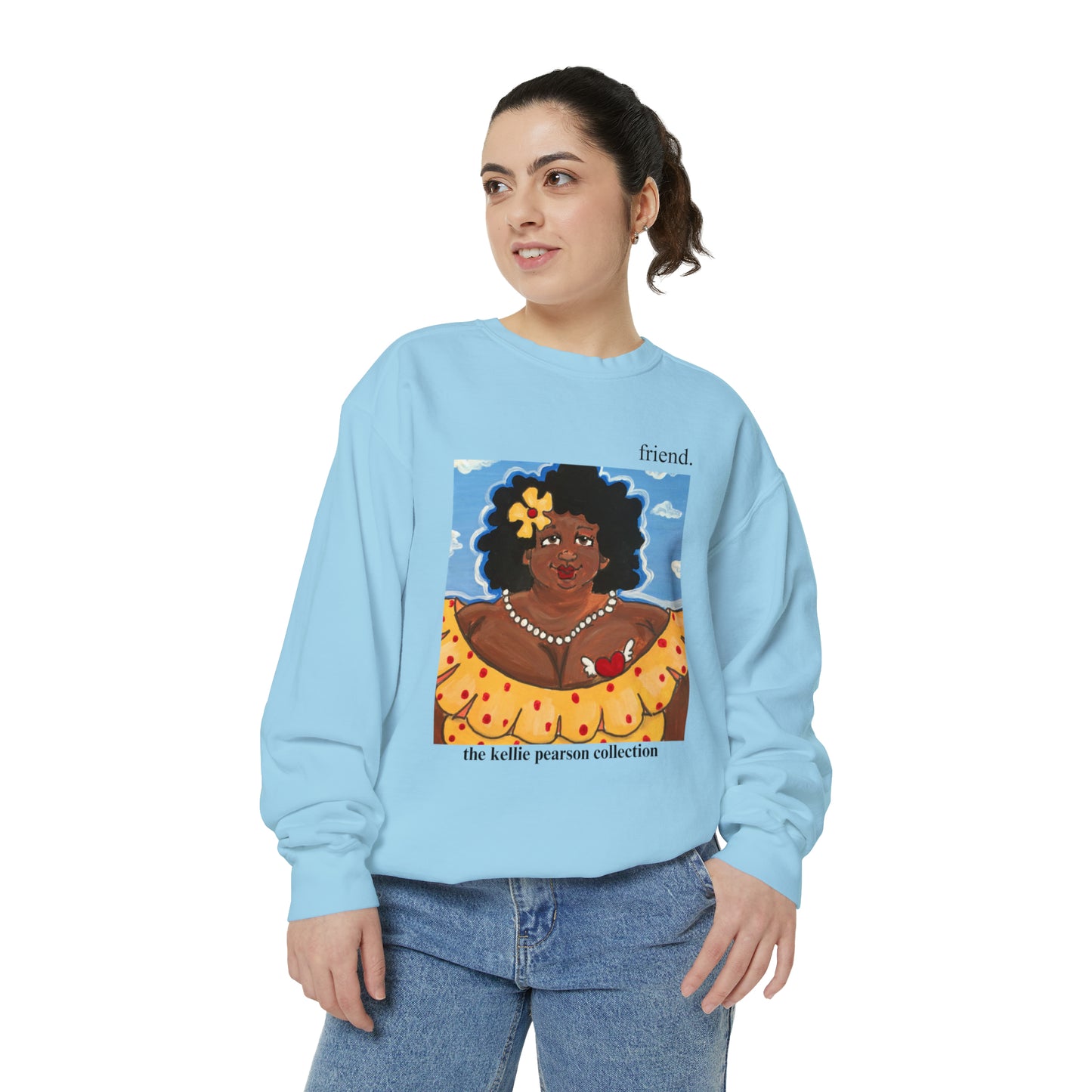 friend. the lady with the flower unisex comfort colors sweatshirt