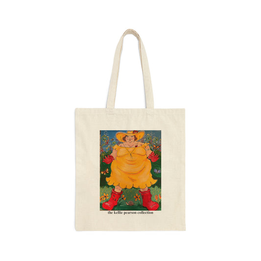 friend. the lady in  the hat cotton canvas tote