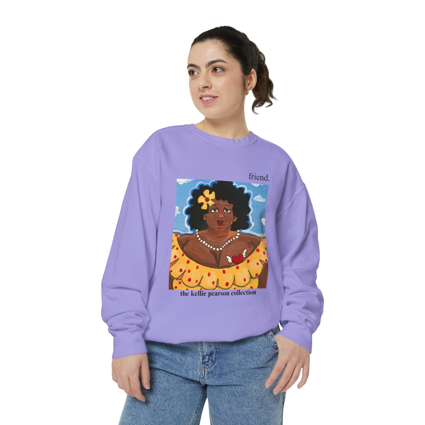 friend. the lady with the flower unisex comfort colors sweatshirt