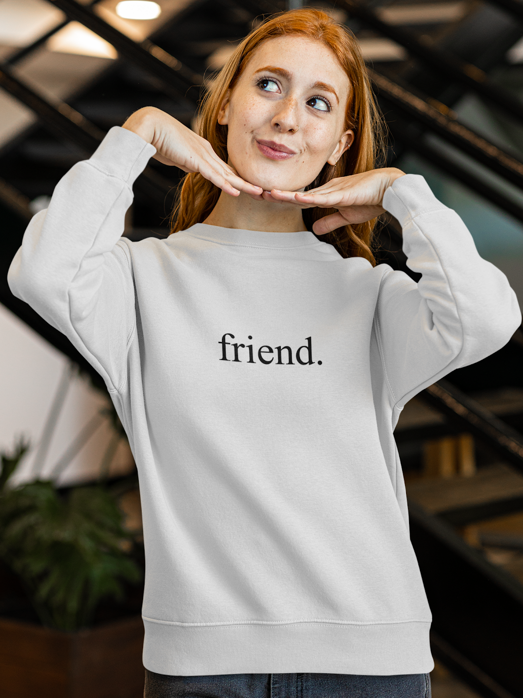 friend. black print unisex crewneck sweatshirt