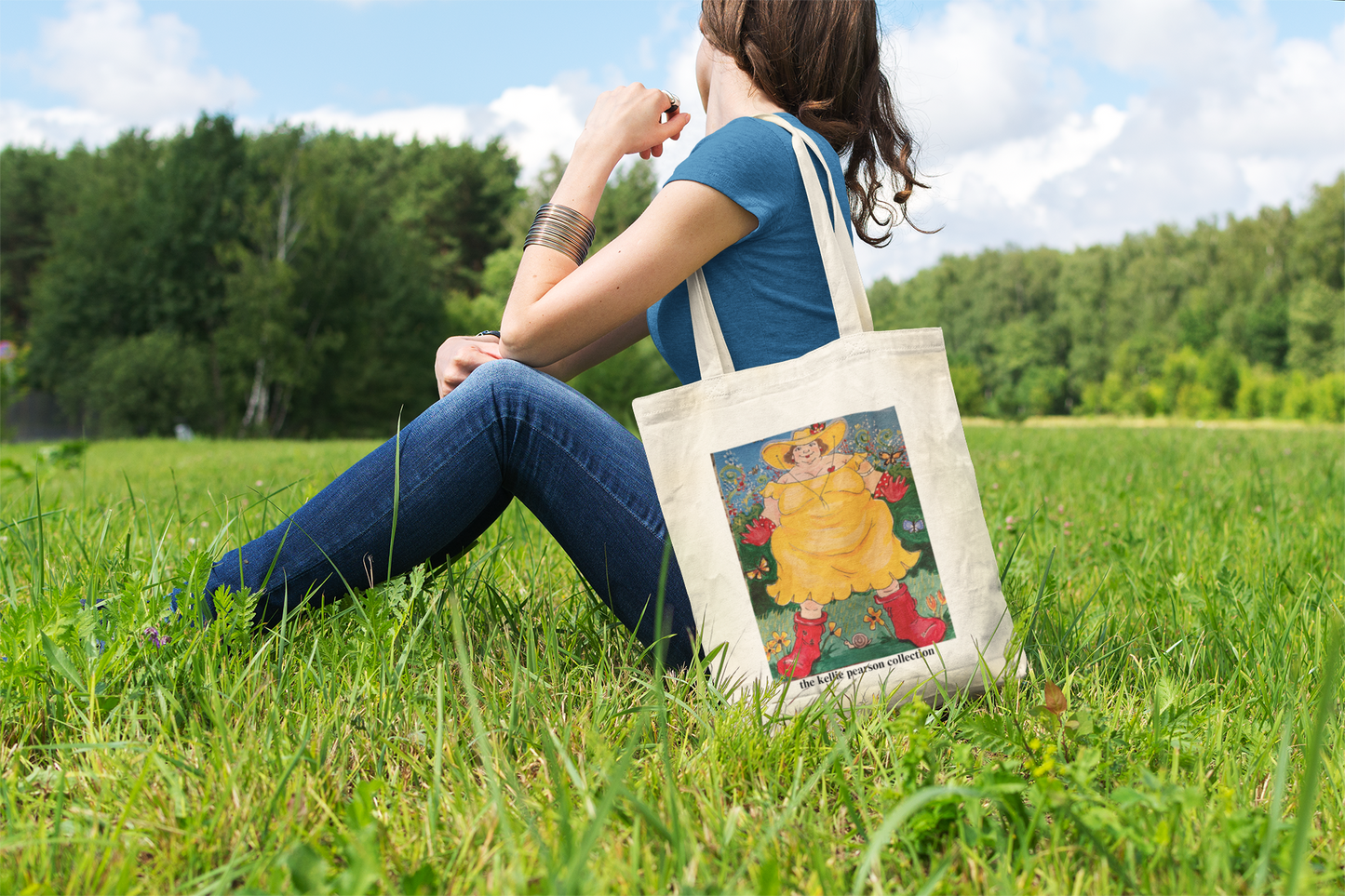 friend. the lady in  the hat cotton canvas tote