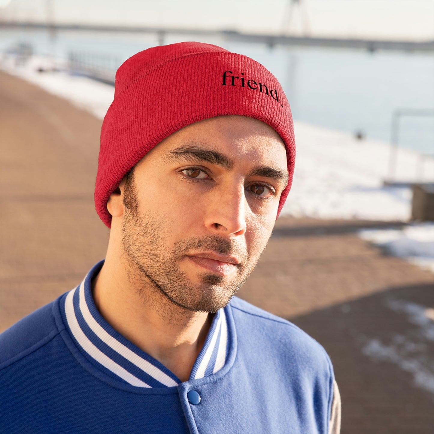 friend. black embroidery beanie