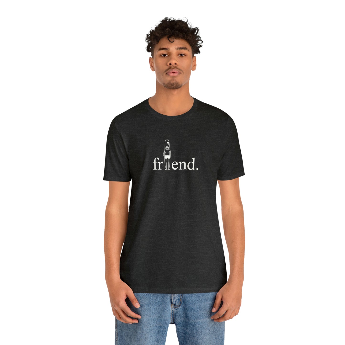 friend. Surfer Dude white print short sleeve tee