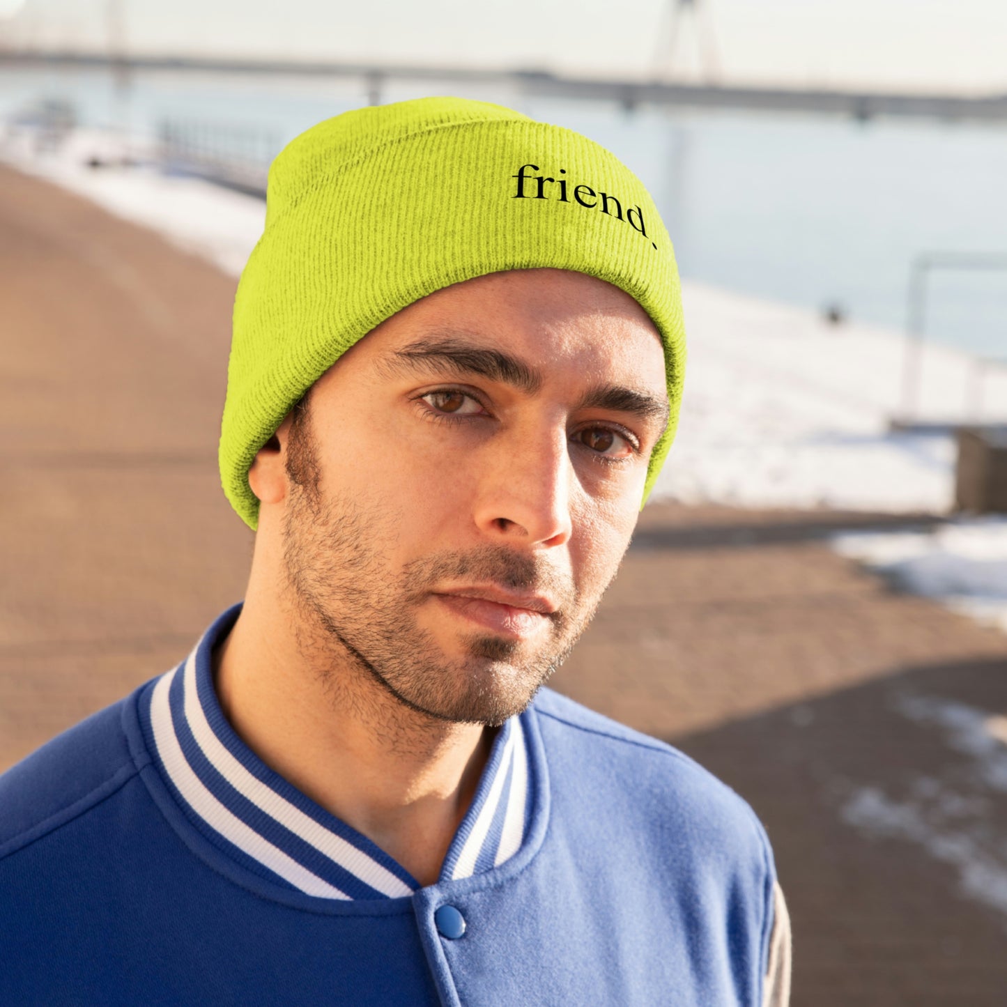 friend. black embroidery beanie