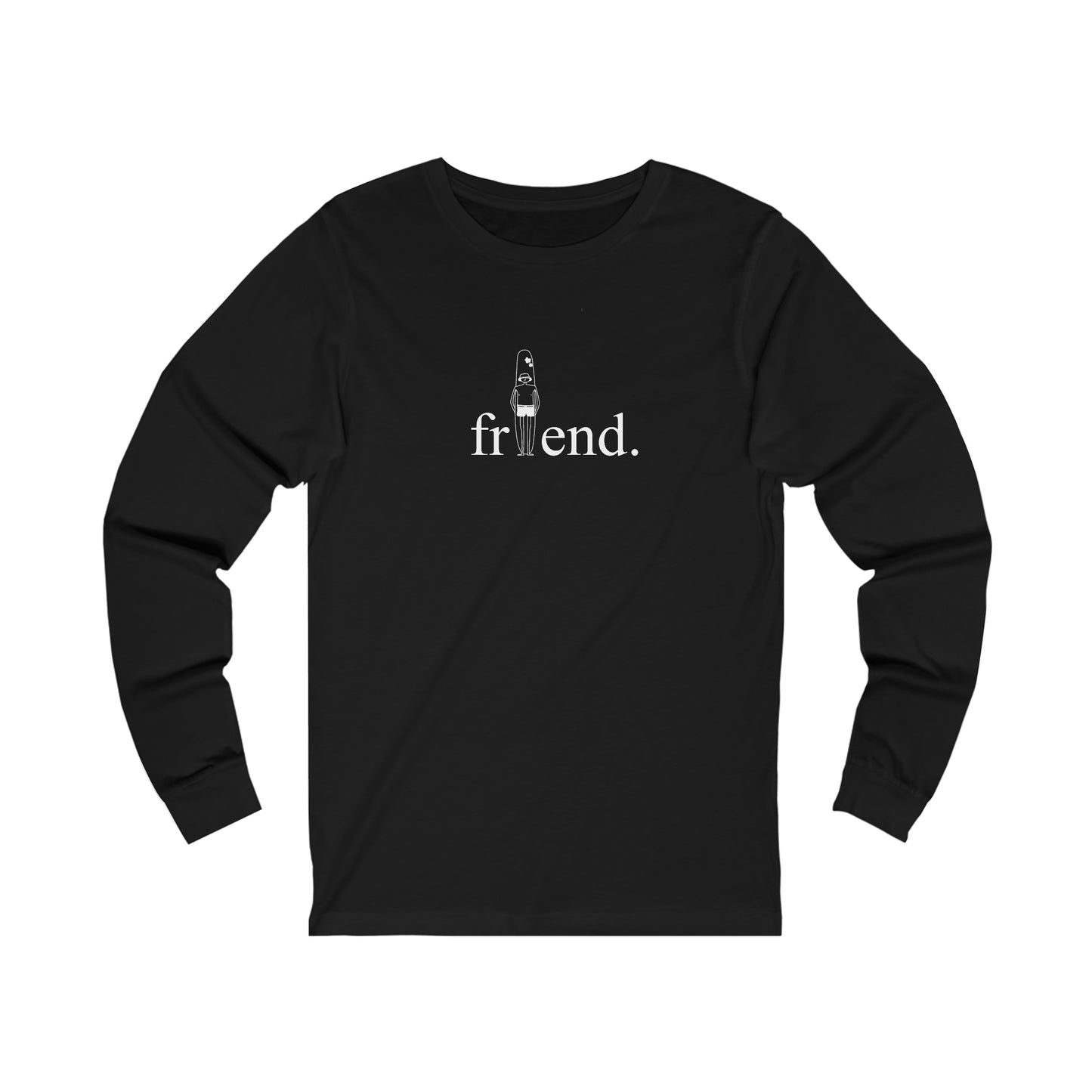 friend. Surfer Dude white print unisex long sleeve tee