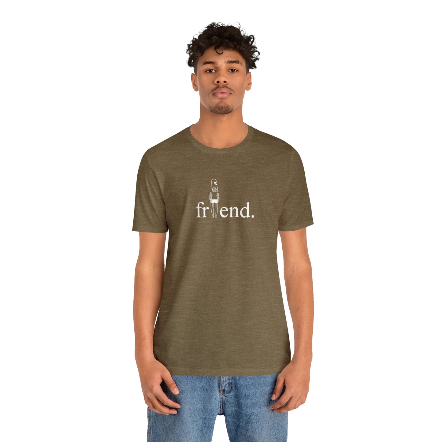 friend. Surfer Dude white print short sleeve tee