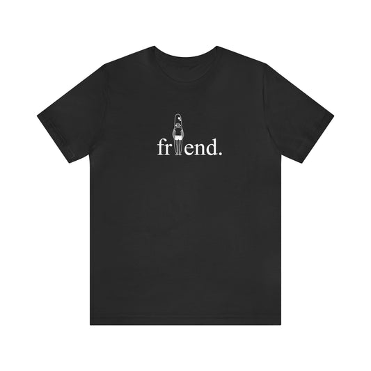 friend. Surfer Dude white print short sleeve tee