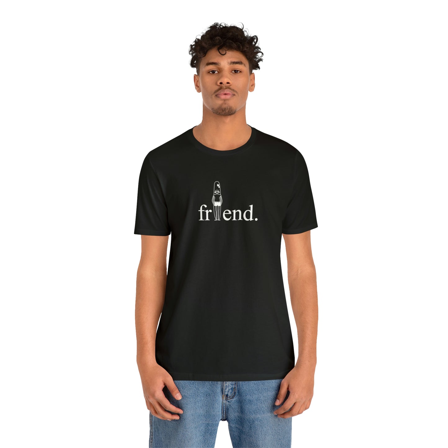 friend. Surfer Dude white print short sleeve tee