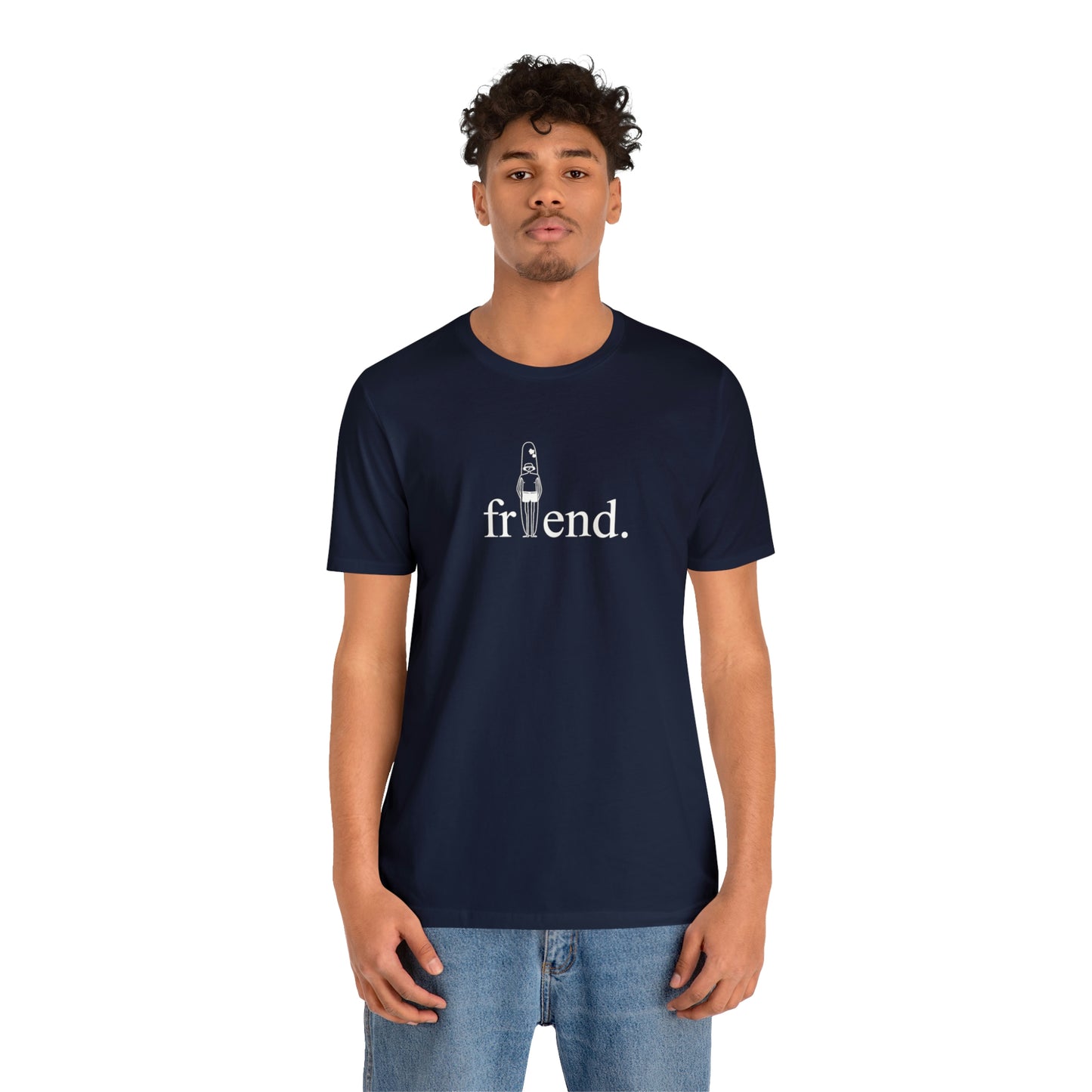 friend. Surfer Dude white print short sleeve tee