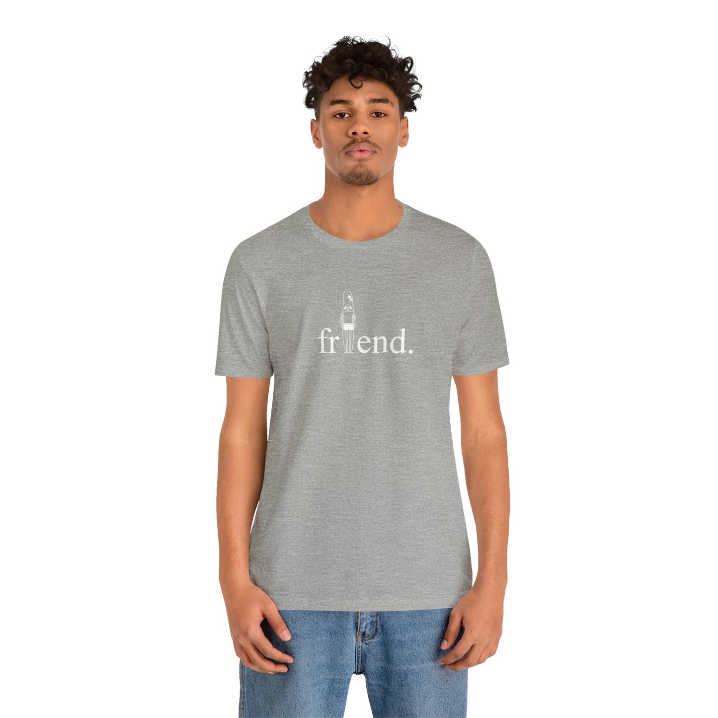 friend. Surfer Dude white print short sleeve tee