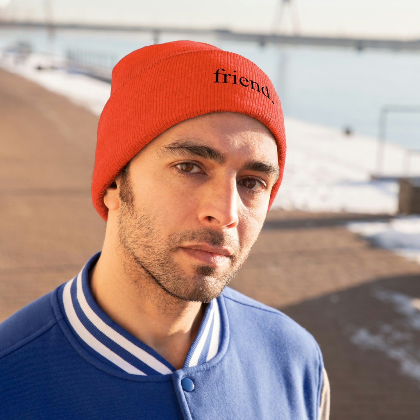 friend. black embroidery beanie